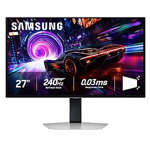 Samsung - 27" Odyssey OLED G8 (G81SF), 4K UHD, 240Hz, 0.03ms, AMD FreeSync Premium Pro, Glare Free, HDR 400 Gaming Monitor - Silver - Open Box $536.99