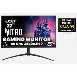 Acer Nitro 27" Gaming Monitor 4K UHD 3840x2160 160Hz 1ms LED 1000Nit Refurbished $248.99