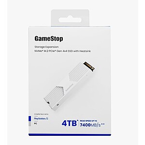 GameStop NVMe SSD Card 4TB with Heatsink for PlayStation 5 $319.99