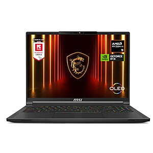 MSI - Stealth A16 AI+ - Copilot+PC- 16" 240Hz QHD+ OLED Ultra Thin Gaming Laptop - AMD Ryzen AI R9-365- 32GB -RTX 5080-1TB SSD - Core Black - Open Box starting at: $1739.99