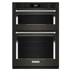 KitchenAid - 30" Built-In Electric Convection Double Wall Combination with Microwave and Air Fry Mode - Black Stainless Steel $1999.99