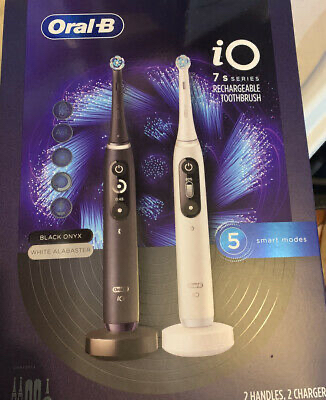 Oral-B iO 7S Series Rechargeable Toothbrushes (2 Pack) Black/White NEW! 69055129395 - $165.99