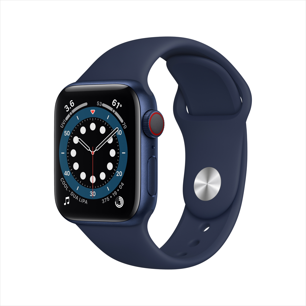 Apple Watch Series 6 GPS + Cellular, 40mm Blue Aluminum Case with Deep Navy Sport Band - Regular - Walmart.com - $430