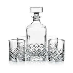 Godinger 5 Piece Whiskey Set with Decanter and 4 Double Old Fashioned Glasses - $28