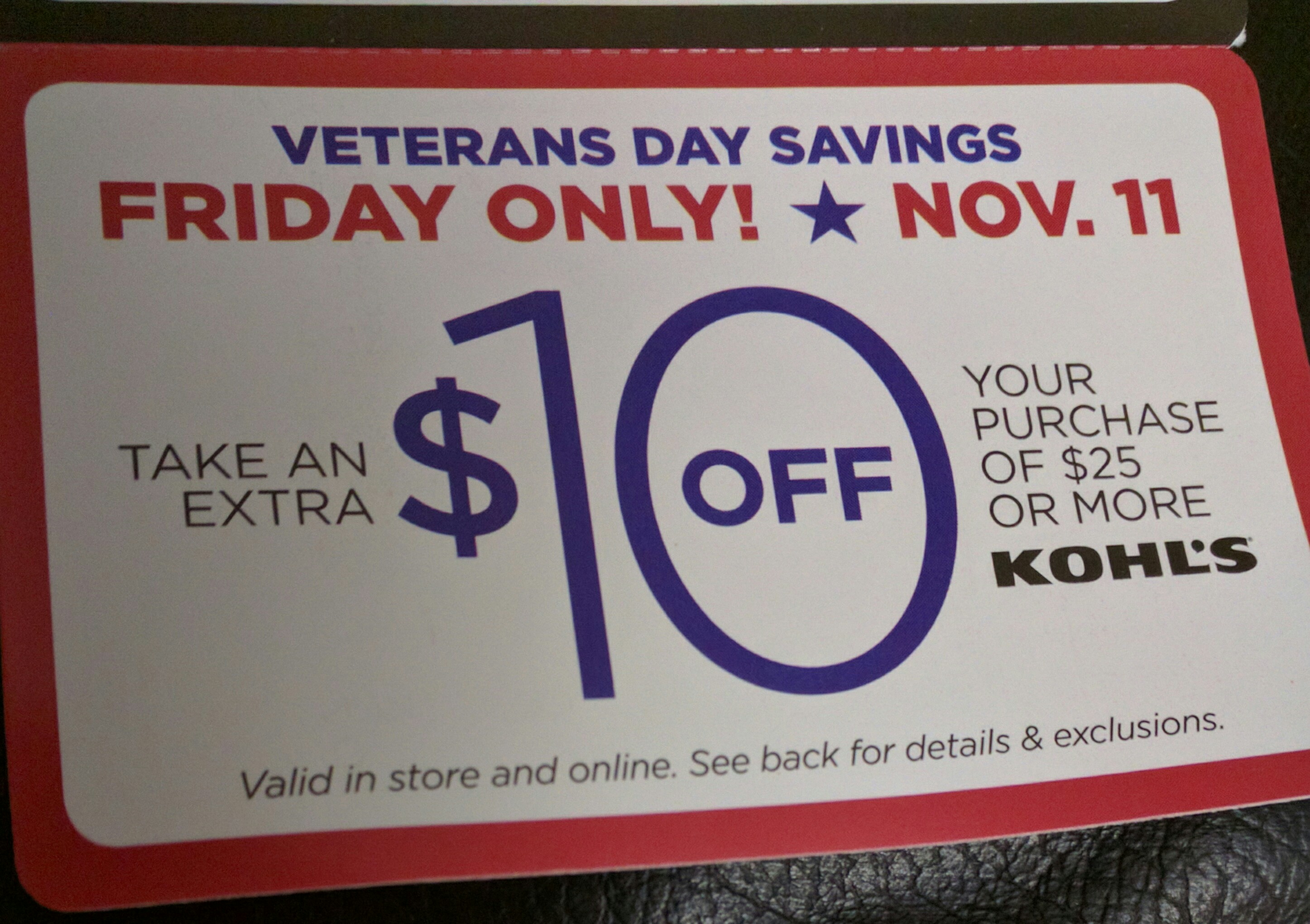 Kohls 10 off 25 Veterans day savings coupon - Slickdeals.net