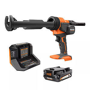 RIDGID 18V Cordless 10 oz. Caulk Gun and Adhesive Gun Kit with (1) 2.0 Ah Battery and Charger is back in stock $52.15