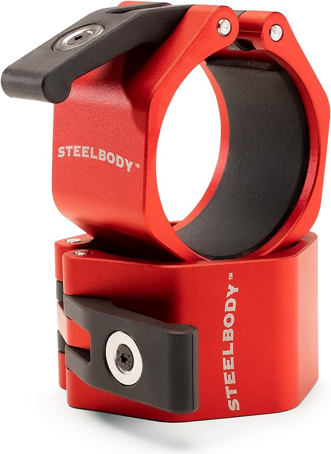 Steelbody Olympic Barbell Lock Jaw Collar Clips Free Weights Accessories OBC-6 Red Aluminum $37.7