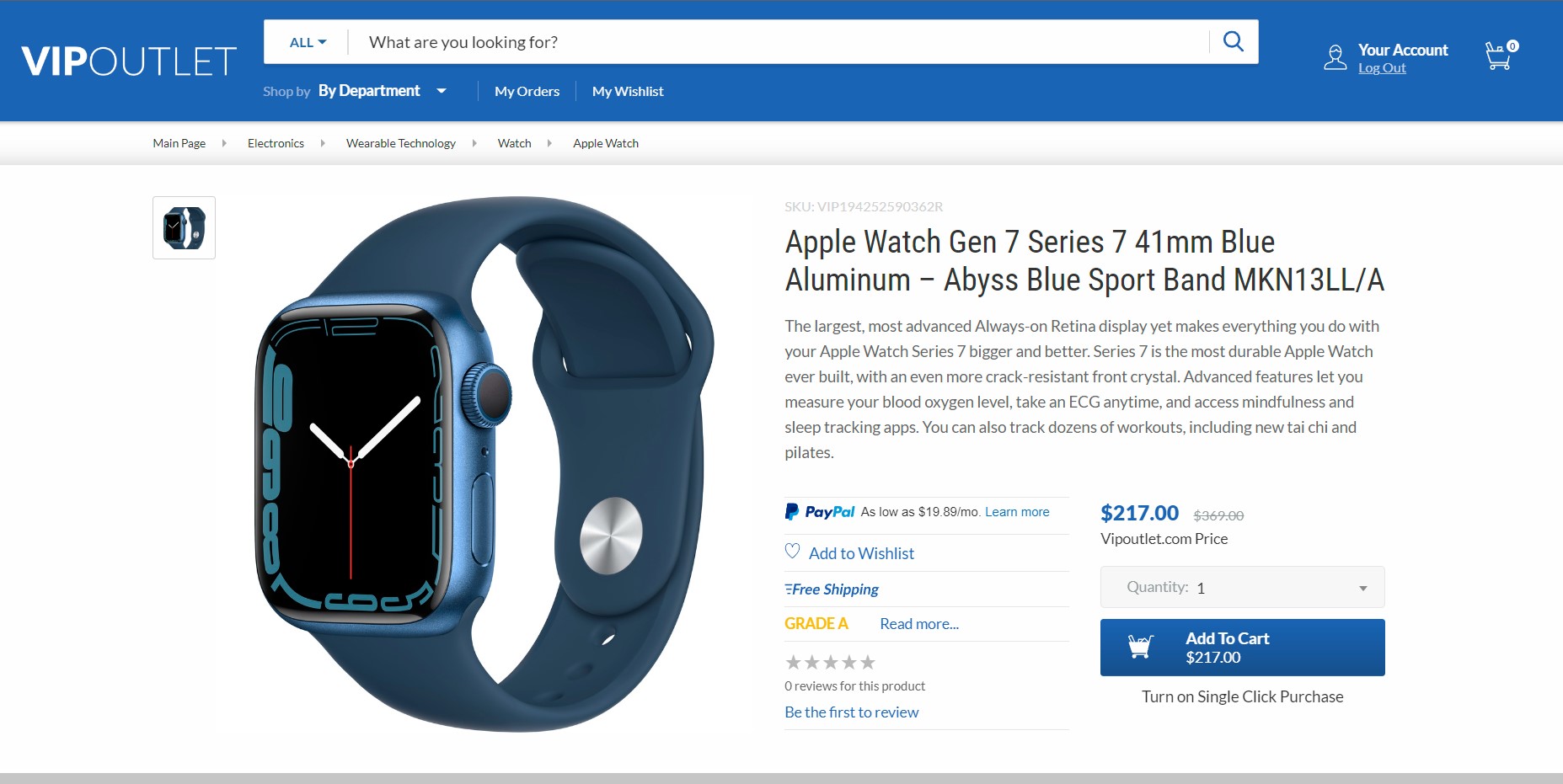 Apple Watch series 7 41mm GPS Refurbished $217 MKN13LL/A