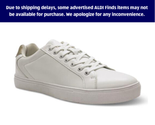 Aldi White Tennis Shoes, Sizes 8-11, YMMV $12.99