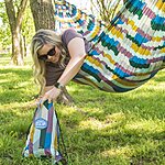 Equip 1 Person Nylon Hammock and Remnants Fabric Drawstring Backpack Multicolor Lines, Size 108&quot; L x 56&quot; W $10