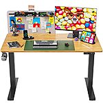 FAMISKY Adjustable Standing Desk, 48 * 24 Inches Dual Motors Stand up Desk with Memory Preset, Sit Stand Desk with Moodboard, Black Steel Frame/Bamboo Wood Tabletop $177.99