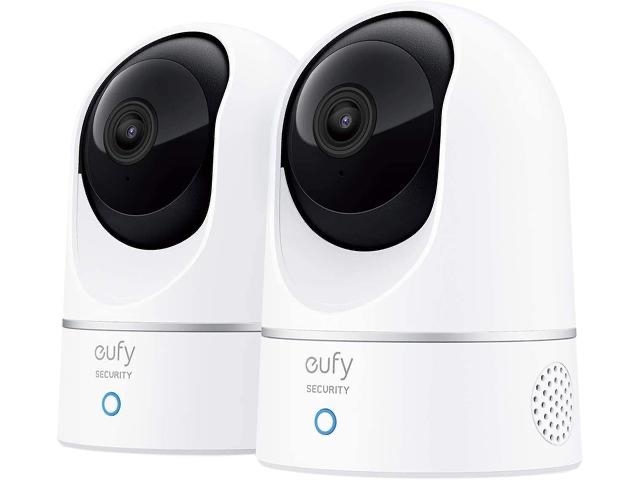 eufy Security Solo IndoorCam P24 2-Cam Kit, 2K Security Indoor Camera Pan & Tilt, Plug-in Camera with Wi-Fi, Human & Pet AI, Voice Assistant Compatibility, Motion Trackin - $73.99