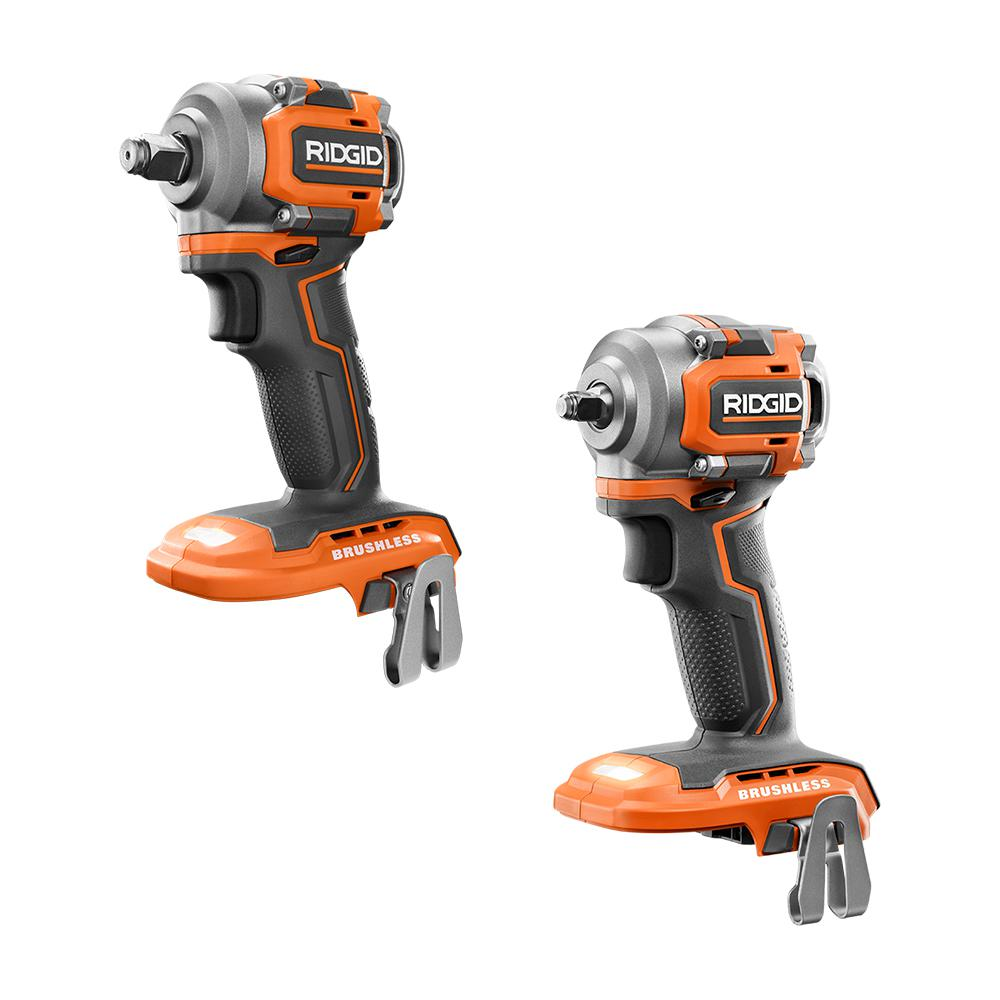 $199, RIDGID 18V SubCompact Brushless Cordless 3/8 in. Impact Wrench and 1/2 in. Impact Wrench Kit (Tools-Only)-R87210KSBN - The Home Depot $199