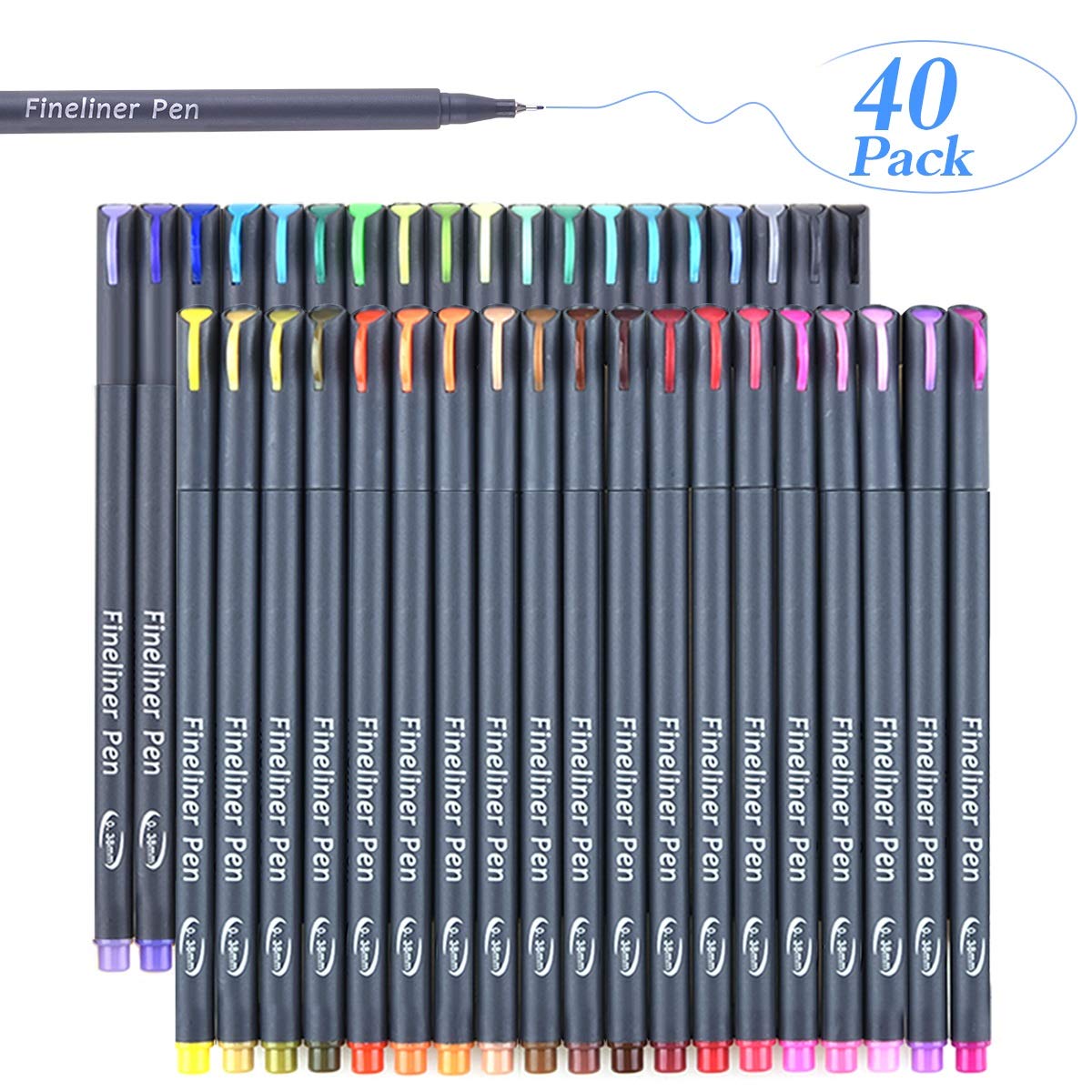 38 Colors Fine Line Drawing Pen Set With 2 Diy Stencils By