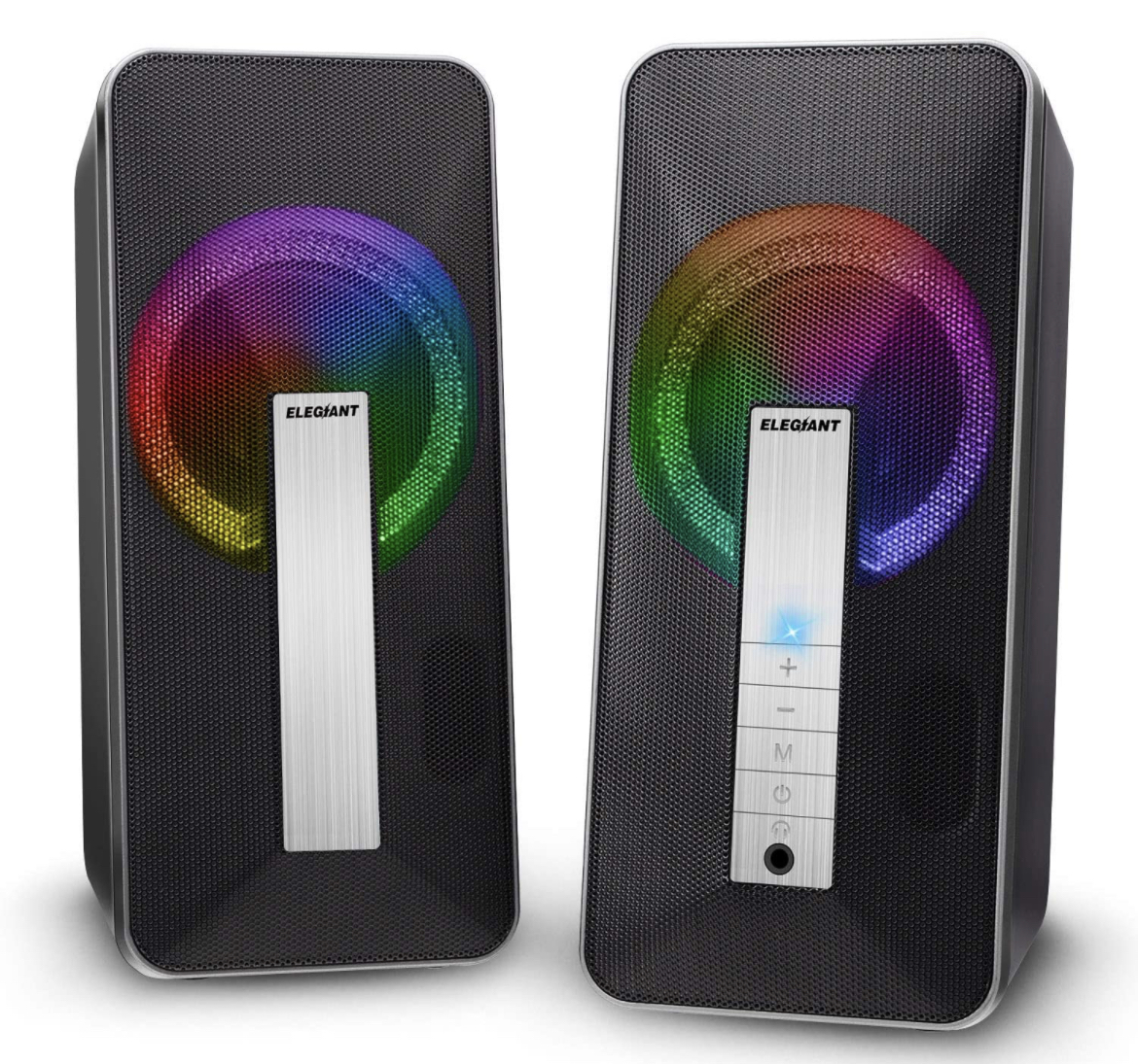 ELEGIANT 10W RGB Desktop Speakers, Wired Bluetooth 5.0 Multimedia Speakers with Colorful LED Light $18.99