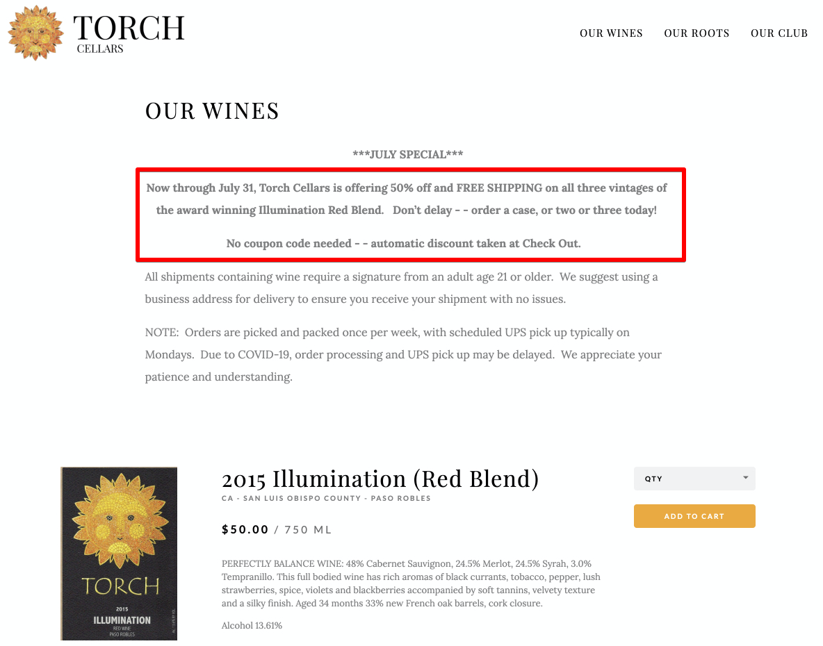 Wine - Torch Cellars - 50% Off Per Case Illumination Brand Red Wine $15