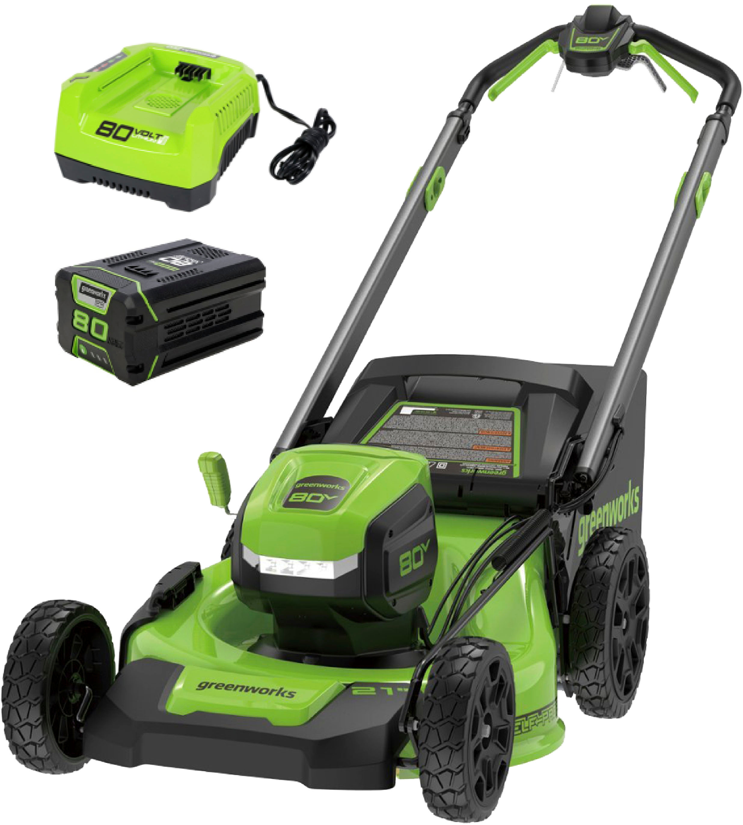 Greenworks 80V 21-Inch Self-Propelled Lawn Mower w/ 4.0Ah Battery + 2Ah Battery + Charger $400