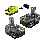 2-Pk Ryobi One+ 18V 4Ah Battery/Charger Kit + Select Free Brushless Ryobi One+ Tool $99 &amp; More + Free Shipping
