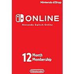 12-Month Nintendo Switch Online Individual Membership (Digital Delivery) $12
