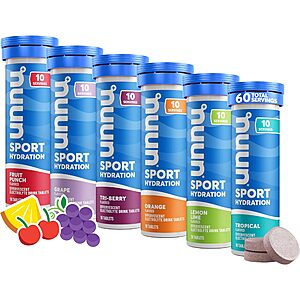 Nuun Sport Electrolyte Tablets: 6-Pk 10-Ct Variety Pack $19.50 & More w/ Subscribe & Save