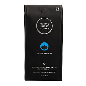 10-Oz Kicking Horse Medium Roast Organic Coffee (Three Sisters, Whole Bean) $5.20 w/ Subscribe & Save