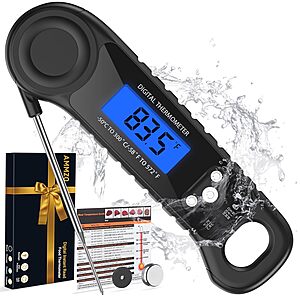 AMMZO Digital Instant Read Food/Meat Thermometer (Black) $4