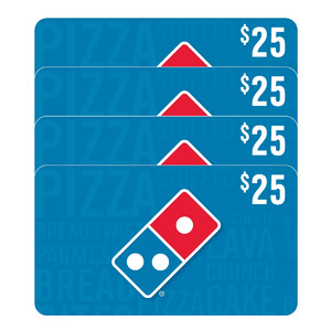Domino's Four Restaurant $25 eGift Cards ($100 Value) - $74.99