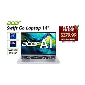 Certified Refurb: Acer Swift Go: 14" FHD+ IPS Touch, Intel Ultra 7 155H, 16GB RAM $380 + Free Shipping