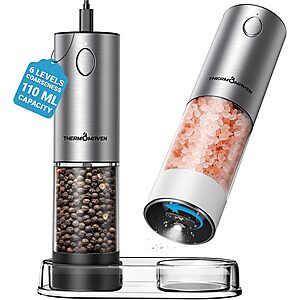 110ml ThermoMaven Electric Salt & Pepper Grinder Set w/ LED & USB-C Charging $20 + Free Shipping