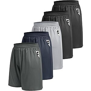 $19.99* | 5-Pack Athletic Gym Men's Shorts w/ Pockets (Size Large Only) at Amazon