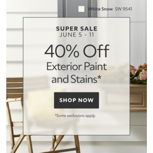 Sherwin-Williams: Paint Supplies 30% Off, Paints & Stains 40% Off & More (6/5 - 6/11)