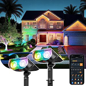 2-pk Linkind Smart Solar Multicolor SL5 Spot Lights $15