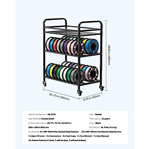 VEVOR 3-Tier 3D Printer Filament Heavy Duty Storage Rack $31.95 + Free S&H