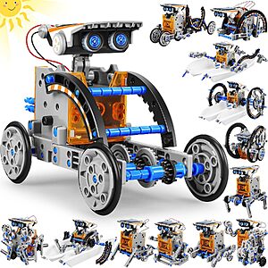 Bottleboom Kids' 13-in-1 STEM Solar Power Robot Toy Building Kit (Blue Gray) $11 