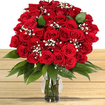 Three Dozen Red Roses Flower Arrangement Vase And Free Delivery