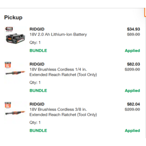 RIDGID 18v Brushless 1/4" and 3/8" Extended Reach Ratchets with 2.0 Ah Battery $199