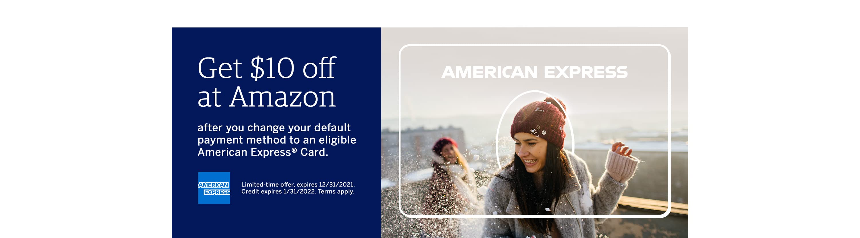 Get $10 off at Amazon Using AMEX Card as Default Payment YMMV