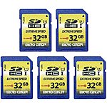 Micro Center 32GB SDHC Card 5 Pack - C10 U1 Speed $28.04