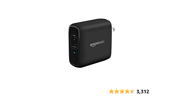 Amazon Basics 68W Two-Port GaN USB-C Wall Charger (50W + 18W) with Power Delivery PD - $19.08