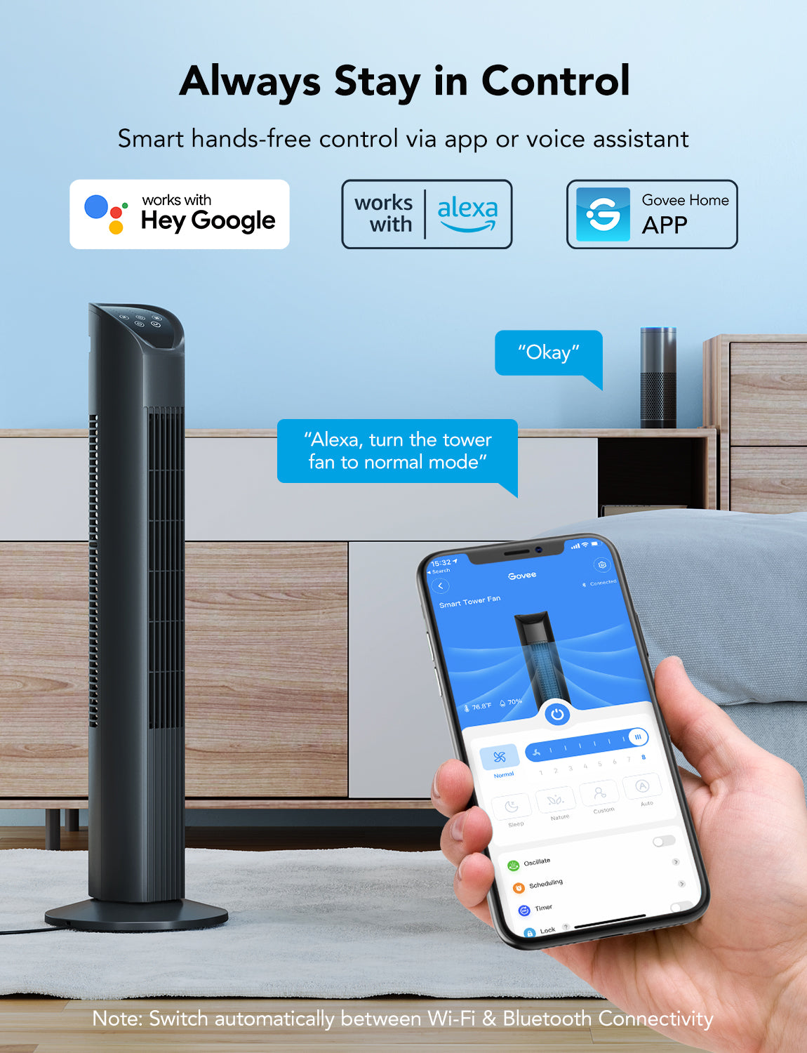 Govee 36 Inch Smart Tower Fan buy 1 get 1 at 90% off. free shipping $98.99  at govee.com