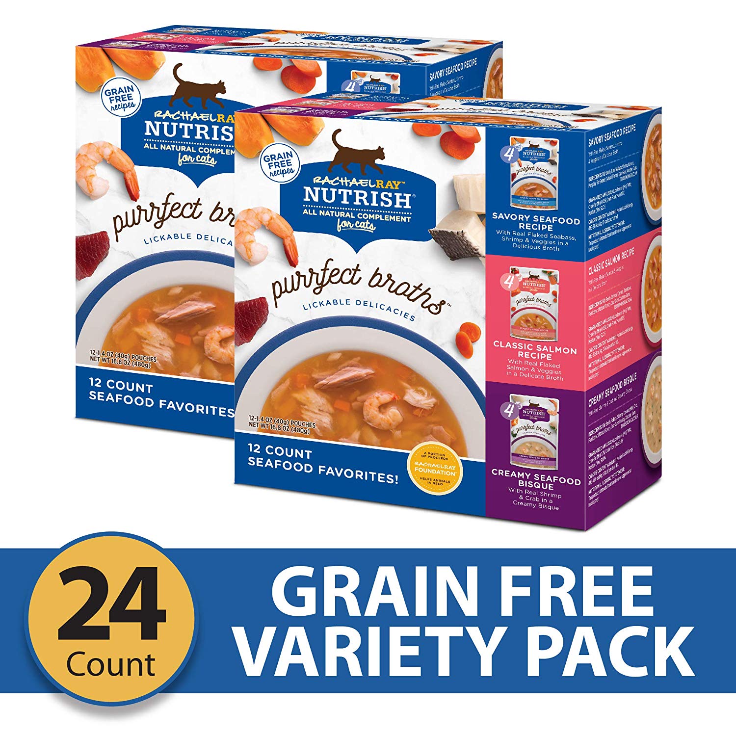 Rachael Ray Nutrish Purrfect Broths Seafood Cat Food Pouches