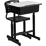 Adjustable Height Student Desk and Chair with Black Pedestal Frame $74.99 + fs @bizchair.com