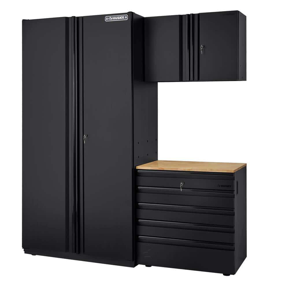 Husky 3-Piece Extra Wide Heavy Duty Welded Steel Garage Storage System in Black (74 in. W x 82 in. H x 24 in. D) HTC311010-EX - $659.20