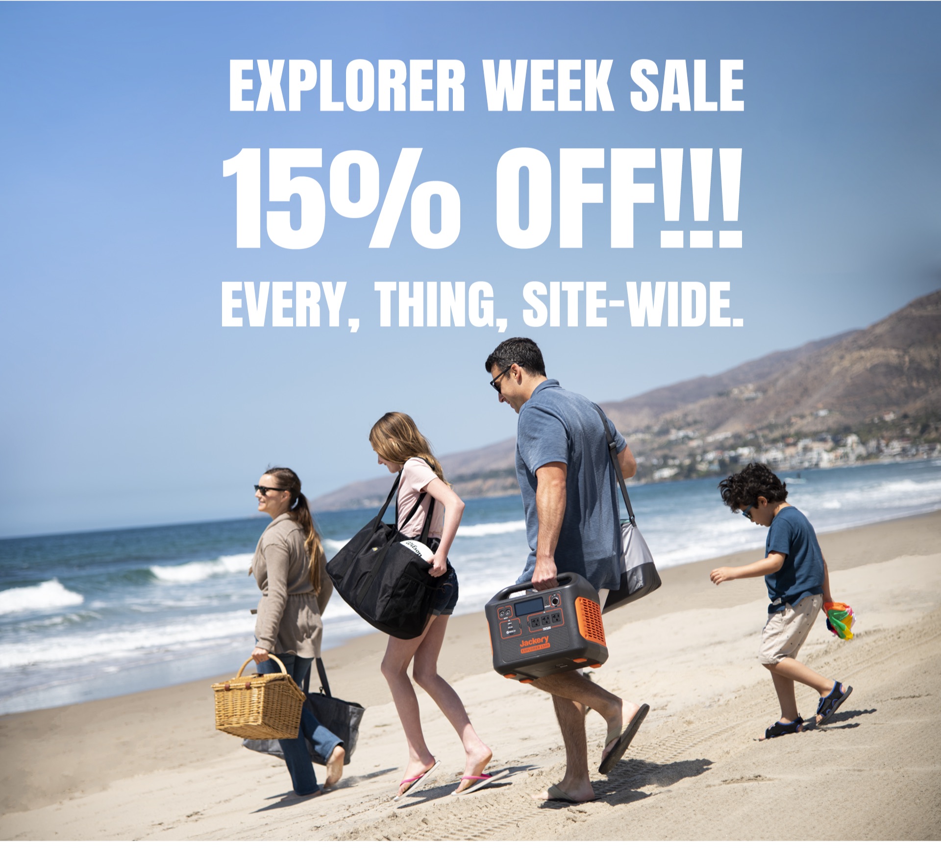 Jackery Explorer Week 15% Off Everything! Amazon.com and Jackery.com Includes Portable Power Station Explorers, Solar Panels & Accessories. Generator, Outdoor, Emergency, Camping