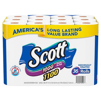 Scott Bath Tissue 1100 Sheets per Roll, 36-count - IN STOCK - Costco.com  $26.99