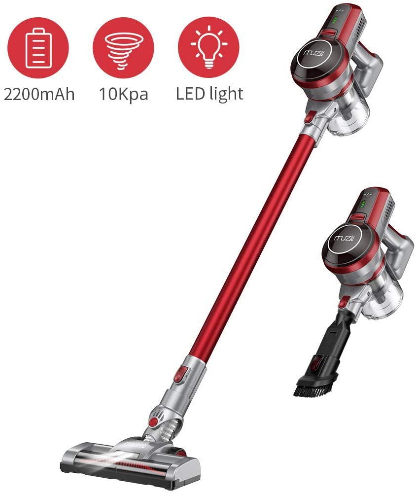 Muzili Cordless Stick Vacuum Cleaner Hardwood Carpet Sweeper With Rechargeable Battery Led Motorized Brush No Cord