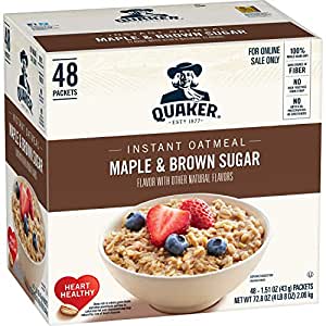 Quaker Instant Oatmeal, Maple & Brown Sugar, Individual Packets, 48 Count Amazon $7 w/ 15% S&S