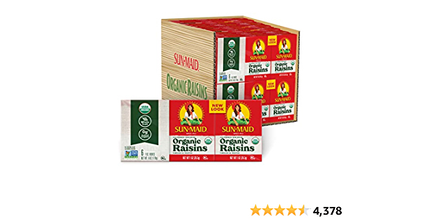 Sun-Maid Organic California Raisins Snack 1oz x 288 pack $25.49 Amazon