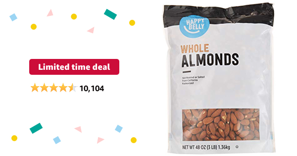Happy Belly Whole Raw Almonds, 48 Ounce amazon s&s $11.44