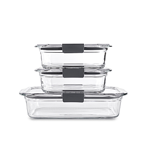 6-Piece Rubbermaid Brilliance Glass Food Storage Containers (2x 3.2-Cup + 8- Cup)